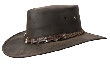 BARMAH HAT 1033SC - Outback Crocodile - 3 Croc Teeth - Brown