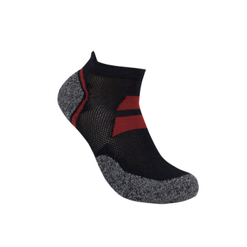 3G-Bamboo Ankle Sock 03 - BLACK / BURNT RED